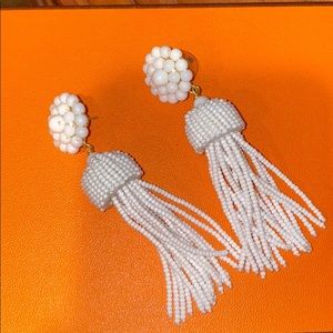Lisi Lerch white beaded tassel earrings
